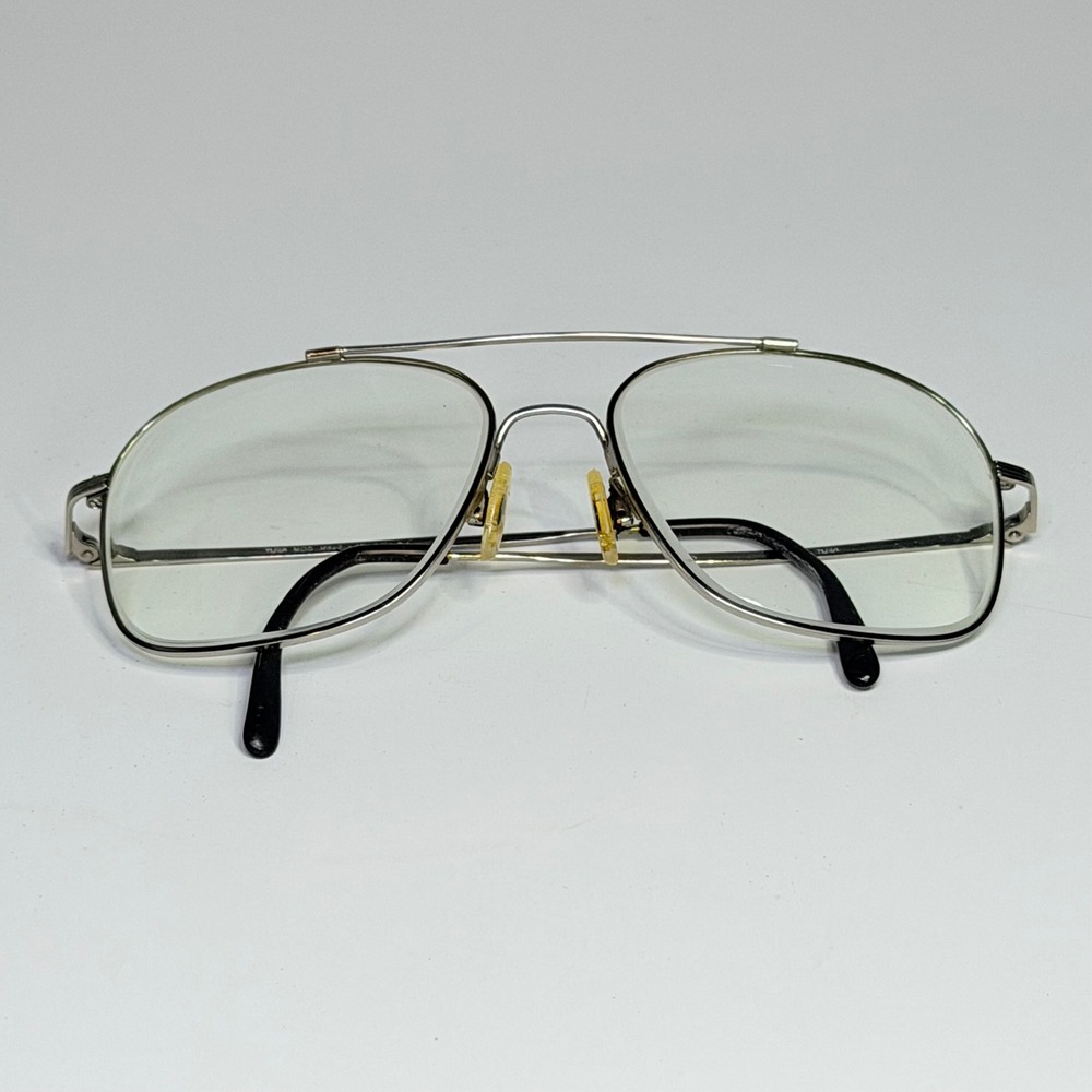 Vintage Tura Silver Metal Aviator Eyeglasses Double Bridge Retro Frames